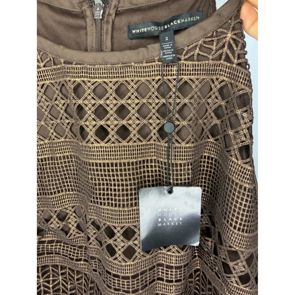 NWT WHBM White House Black Market‎ Dress Women Size 2 Brown Lace